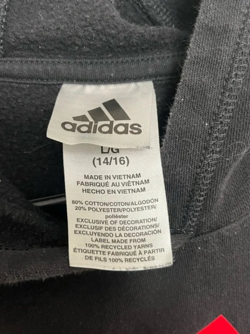 Adidas Black and Red Youth (boys) Hoodie in size L (14/16) - Picture 2 of 5